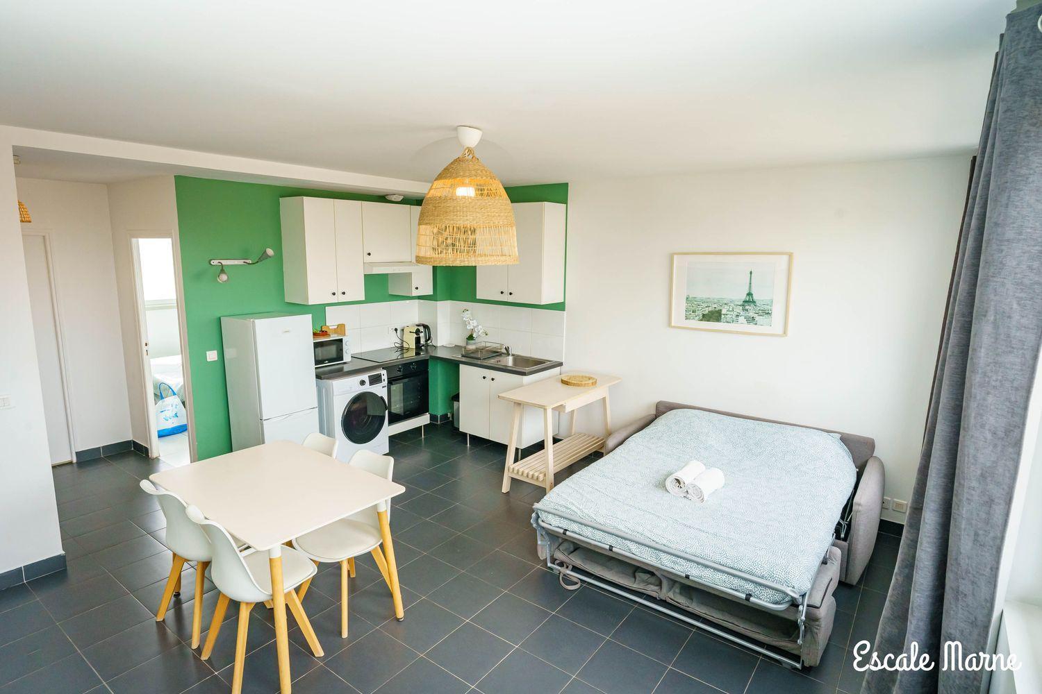 Escale-Marne Fr - 202 - Free Parking - Free Luggage Storage - All Equipped - Linen Included - Washing Machine - 10Mn Walk Metro 8 - Rer A - Panoramic View - From 1 To 14 Guests ميزو الفورْ المظهر الخارجي الصورة
