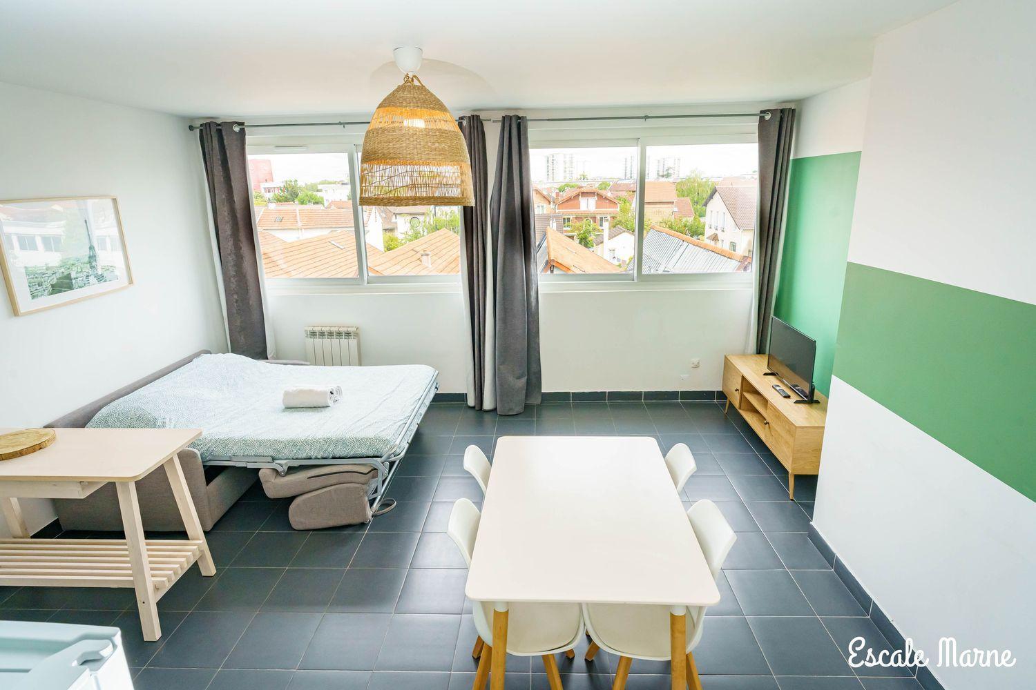 Escale-Marne Fr - 202 - Free Parking - Free Luggage Storage - All Equipped - Linen Included - Washing Machine - 10Mn Walk Metro 8 - Rer A - Panoramic View - From 1 To 14 Guests ميزو الفورْ المظهر الخارجي الصورة